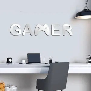 Acrylic gamer wall sticker mirror gaming room decor self adhesive wall art for bedroom