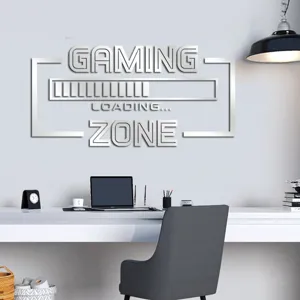 Acrylic gaming wall sticker 3D mirror loading zone design for bedroom living room decor