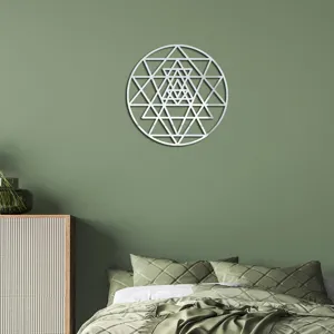 Detailed view of the 3D acrylic mirror wall sticker featuring sacred geometry flower of life design.