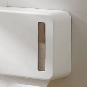 Distributore di asciugamani da parete, porta fazzoletti in plastica senza foratura per bagno.