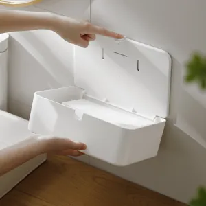 Distributore di asciugamani di carta a parete per bagno e cucina, scatola fazzoletti bianca.