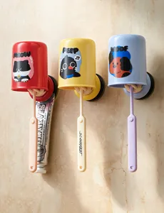 Dopamine suction toothbrush holder wall-mounted punch-free bathroom cup set with cute animal design