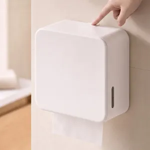 Wall-mounted paper towel dispenser for modern bathroom household tissue box white