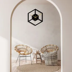 Horloge murale acrylique geometrique moderne design noir minimaliste pour decoration interieure