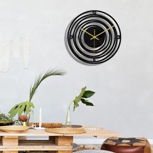 Horloge murale ronde en acrylique noir minimaliste moderne de 3 mm pour la décoration