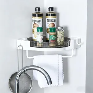 Punch-free bathroom corner storage rack rotatable organizer for bathroom toiletries