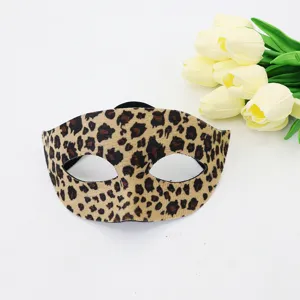 Halloween masque demi-visage imprimé léopard accessoire de fête sexy costume de mascarade