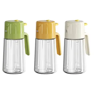 Dual-use oil sprayer and dispenser bottle for kitchen cooking, 500ml glass oil can.