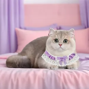 Cute Cat Dog Lace Bib Pet Collar Cotton Bowknot Scarf Kitten Puppy Neckwear Pet Decorative Accessories