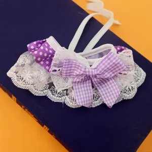 Cute purple lace pet bib with bowknot, pure cotton cat and dog collar scarf decoration.