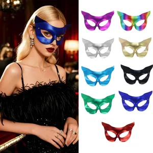 Μάσκα Προσώπου Γάτας από PVC για Halloween Sexy Γυναίκες Μασκέ Πάρτι Απόδοση Αξεσουάρ Κοστουμιών Μεταλλική Μάσκα Ματιών