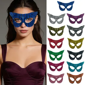 Halloween Masquerade Sequin Cat Face Mask Sexy Costume Party Performance Eye Mask PVC Party Props