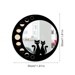 Specchio da parete gatto fase lunare rotondo in acrilico 30cm per decorazione casa
