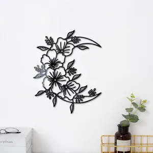 3D Blumen Mond Acryl Wandaufkleber, elegante Spiegeloberfläche Heimdekor Aufkleber für Räume.