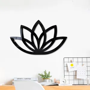 3D Lotus Flower Acrylic Mirror Wall Sticker Black Art Decor DIY Home Living Room Background