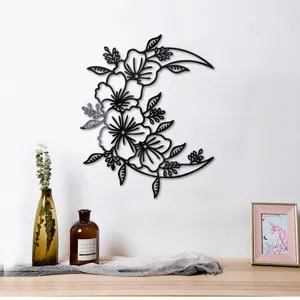 3D Acryl Spiegel Wandaufkleber Mond Blume Design Heimdekoration selbstklebende Wandkunst