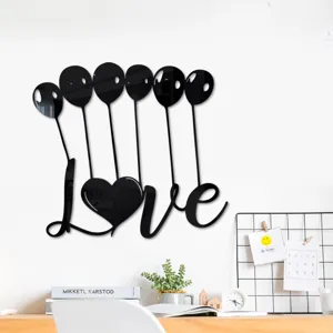 3D acrylic mirror wall sticker featuring love balloon design, perfect home decor for living room.