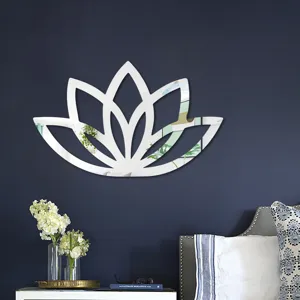 Acrylic lotus flower mirror wall sticker 3d home decor bedroom wall art decal shiny finish