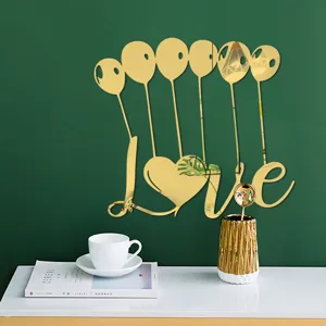 3D Acrylic Mirror Wall Sticker Love Balloons Art DIY Home Decor Self-Adhesive Wall Decals