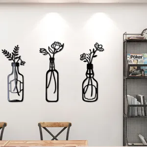3D Acryl Spiegel Wandaufkleber Vase Blumen Heimtextilien Wohnzimmer Hintergrund Kunst