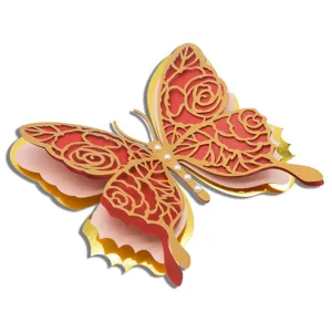 3D hollow butterfly wall sticker, large pearlescent paper wedding home decor item.