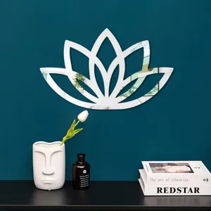 3D Lotosblume Acryl Spiegel Wandaufkleber Abnehmbare Selbstklebende Heimdekoration Art