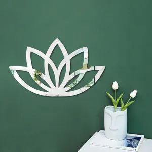 3D Lotus Spiegel Wandaufkleber Acryl Selbstklebend Heimtextilien Detailansicht Zimmer
