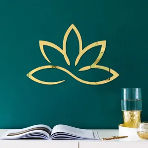 3D Lotus Acryl Spiegel Wandaufkleber Gold Blume Wanddekoration selbstklebender Spiegel