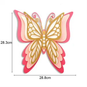 Large 3D layered hollow butterfly wall sticker pearl paper for wedding party home holiday decor