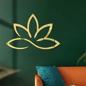 3D Acryl Spiegel Wandaufkleber goldenes Lottus Blumen Design fur Heimdekoration klebend