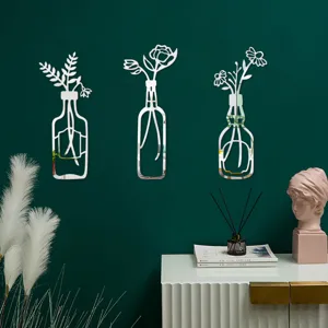 3D Acryl Spiegel Wandaufkleber Vasen Blumen Design selbstklebend Heimtextilien Art