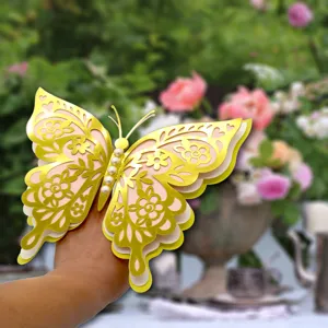 3D pearl paper hollow butterfly wall sticker multi-layer wedding party home decor
