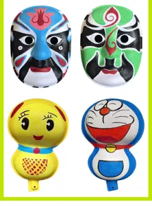 Details bemalter Papiermachie Masken, klassische Cartoon und Opern Gesichtsdesigns fur DIY.