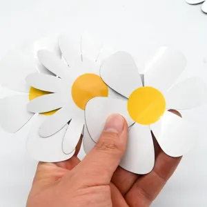 Detailed close-up of 3D magnetic sunflower fridge sticker, flexible PVC material.