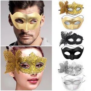 Halloween Masquerade Party Maschera Pizzo Lato Farfalla Metà Faccia Maschera Coppia Set Costume