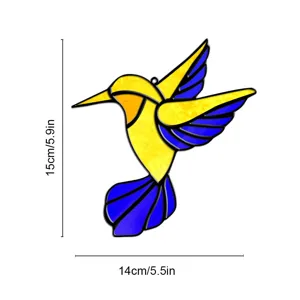 Stained glass hummingbird suncatcher acrylic window hanging decor bird ornament for home