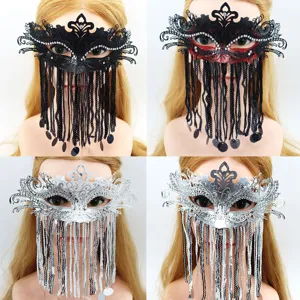 Plastiko Metalo Koufios Sidirotehnias Stras Fousounta Maskas Masquerade Party Ball Halloween Stage Performance Props