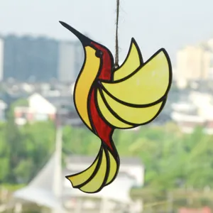 Stained glass hummingbird acrylic suncatcher pendant hanging decoration for window home decor