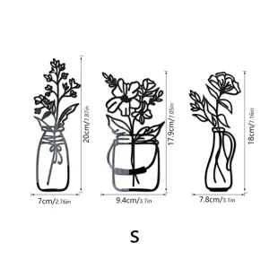 3D acrylic mirror wall sticker set, flower vase DIY home decor, self-adhesive wall art.
