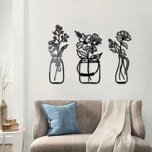 3D acrylic mirror wall stickers floral vase home decoration living room background wall decor