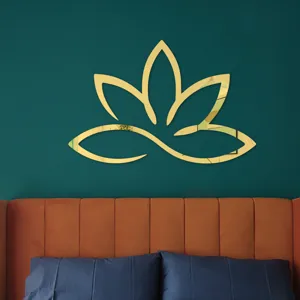 3D Acryl Spiegel Wandaufkleber Lotosblume Design selbstklebend Heimtextilien Dekoration gold