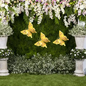 Large 3D gold hollow pearl paper butterfly wall stickers for wedding party and holiday decor