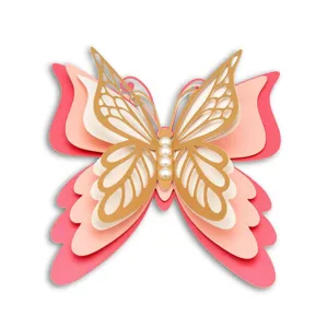 3D hollow butterfly wall sticker pearlescent paper layered wedding party decor pink gold