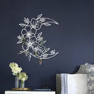 3d acryl spiegel wandaufkleber blumen mond design silber heimdeko selbstklebend diy