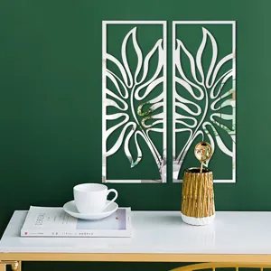 3D acrylic mirror wall stickers, leaf art design modern home decor self-adhesive wall art decor