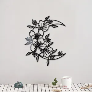 3D floral moon acrylic wall sticker for home decoration, self-adhesive mirror wall decor.