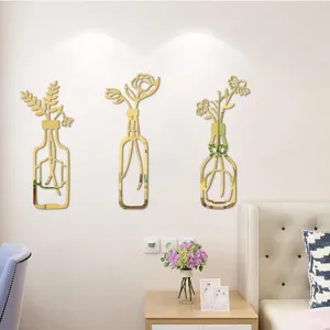 3D Acryl Spiegel Wandtattoos Vase Blume Topf Kunst Aufkleber Selbstklebend Heim Dekor