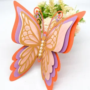 3D hollow butterfly wall sticker pearlescent paper large wedding party home decor decal