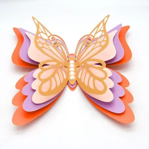 3D hollow butterfly wall sticker pearlescent paper wedding party home decor large size