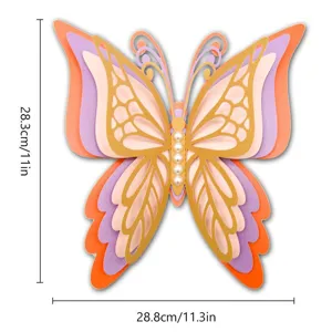 Large 3D hollow butterfly wall sticker, pearlescent paper wedding and party decor backdrop.